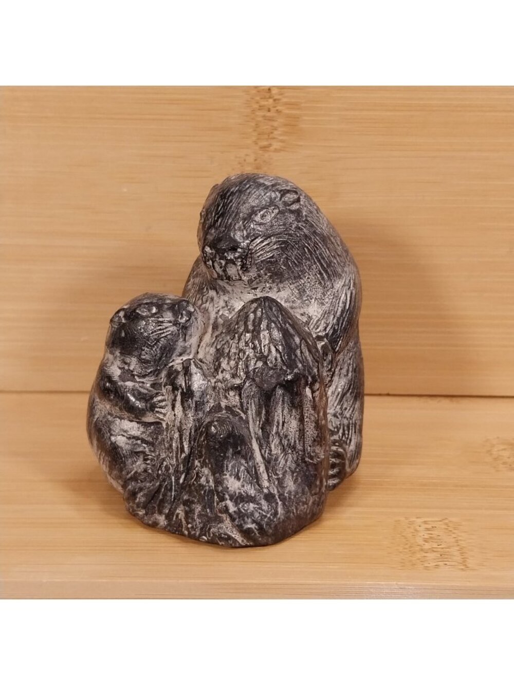Beaver & Baby Kit A Wolf Original 3" Sculpture Handmade in Canada Cast Figure